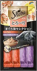 Petisco Sheba Cremoso Sabores Atum e Atum & Camarão Gatos Adultos 4 Uni