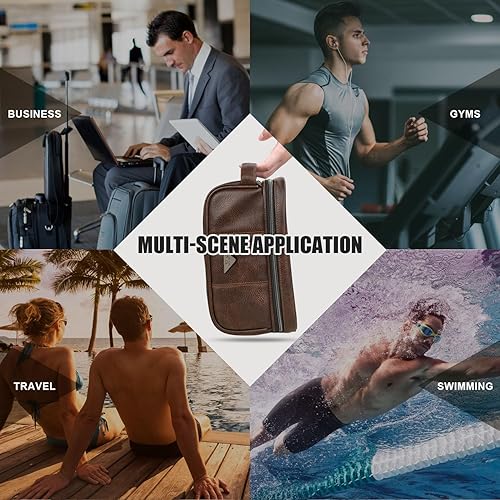 Miniatura 7 de emissary Neceser de viaje de cuero para hombre, resistente al agua, bolsa de baño de viaje, kit de afeitado para hombres, kit de viaje para hombres,