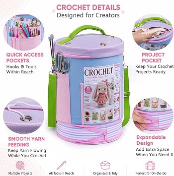 Canvas Yarn Storage Organizer with Removable Dividers, Crochet&Knitting Bag