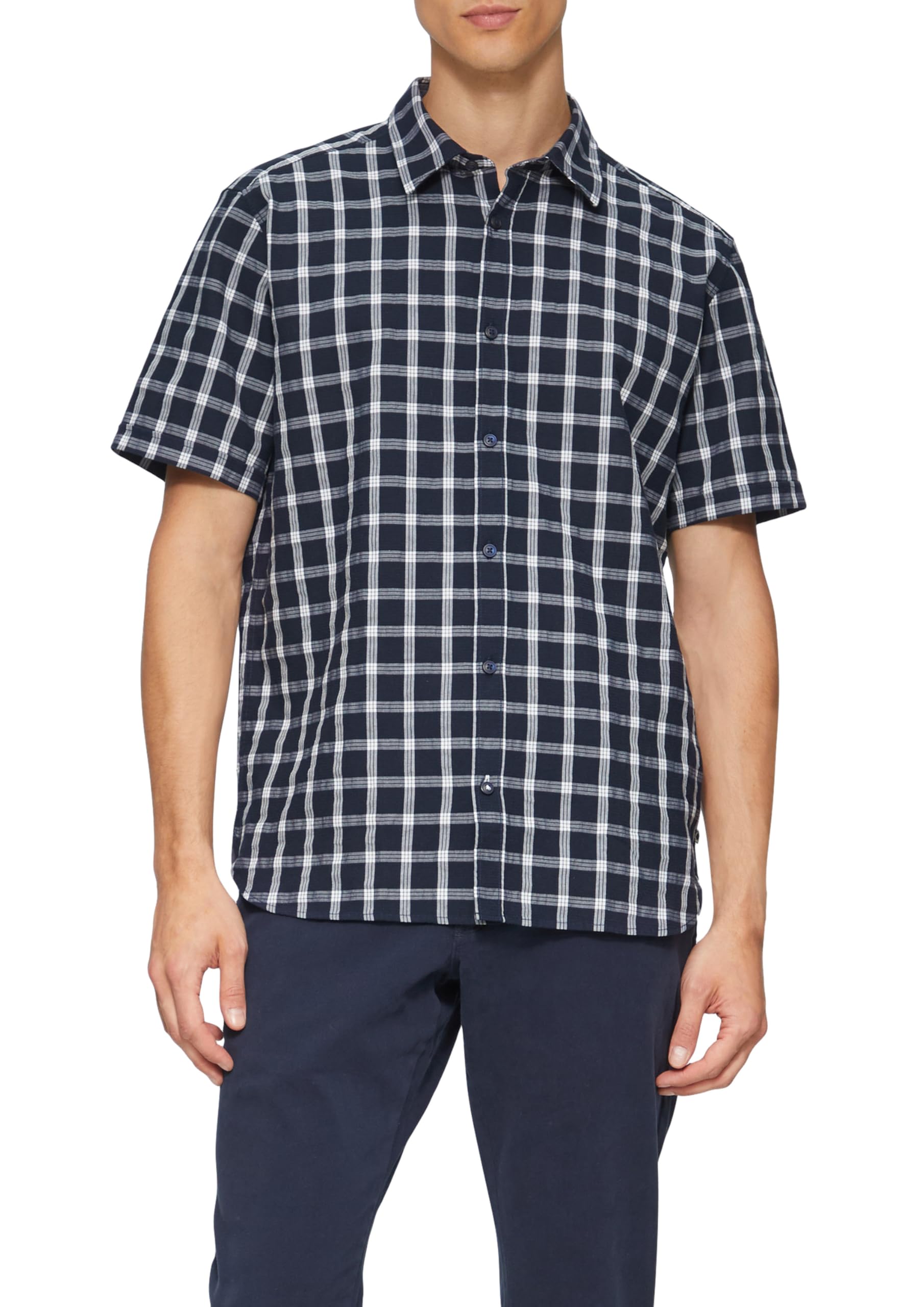 s.Oliver Regular Fit: Kariertes Kurzarmhemd mit Struktur