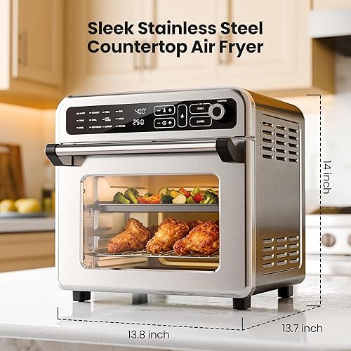 Miniatura 8 de Kismile Horno freidora de aire de 1400 vatios, 18L, pantalla LCD digital
