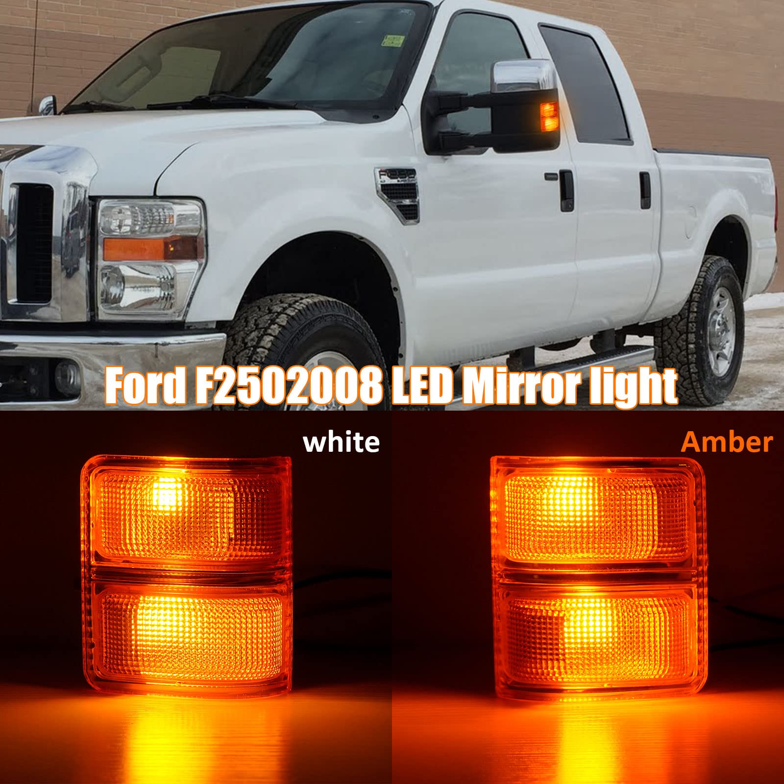 LED Side Mirror Marker Light Switchback For 08-16 Ford F250 F350 F450 Super Duty - Foto 2
