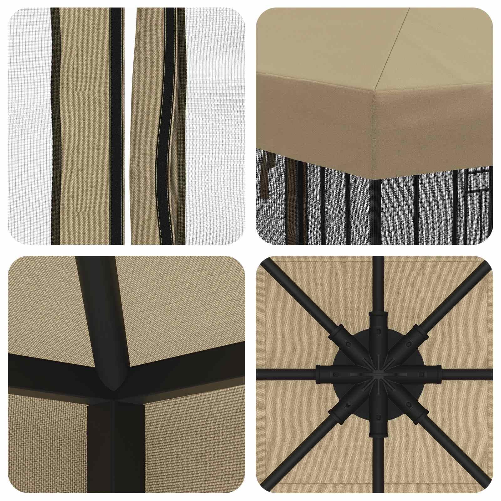 Gazebo da Giardino 3x3 m con 4 Pareti Laterali Beige