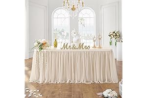 Elegant 6ft Champagne Gold Ruffled Table Skirt for a Touch of Glamour