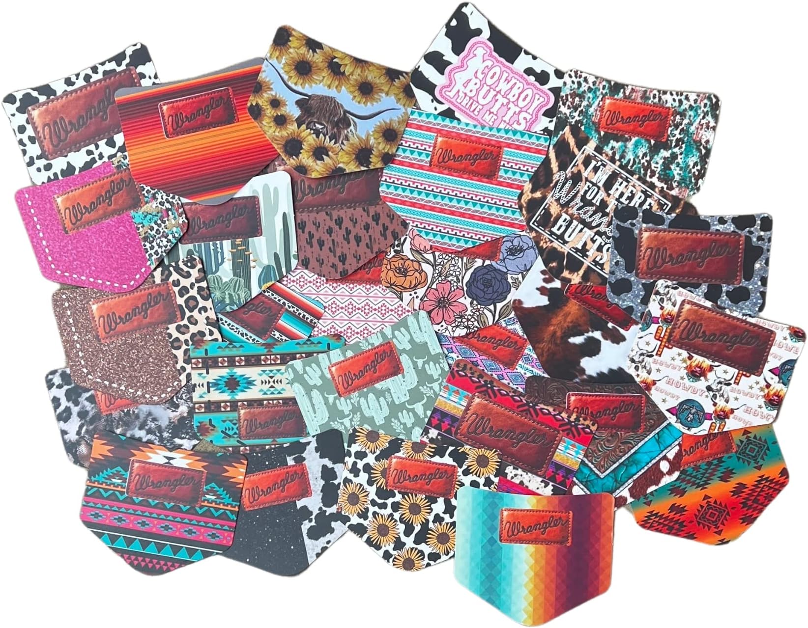 Western Pocket Cardstock Cutouts - 24 Pack Mixed Designs For Car Freshie Crafts & Scents