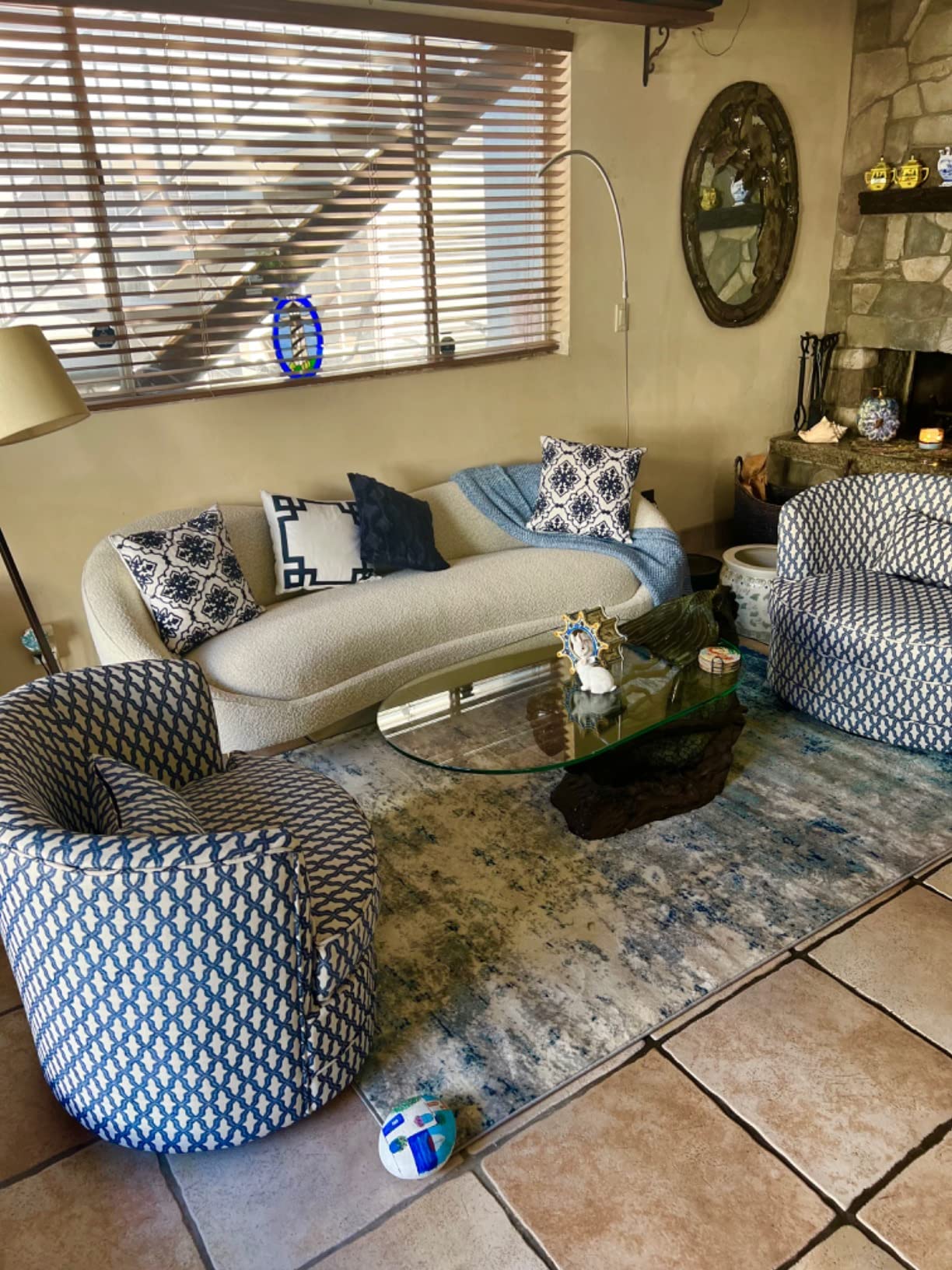 29/mo Finance Rosevera Hearst Swivel accent chair, Polyester, Navy