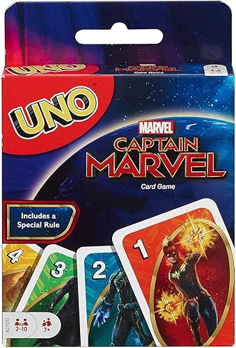 Mattel Games Juego de cartas UNO Captain Marvel para niños y familia