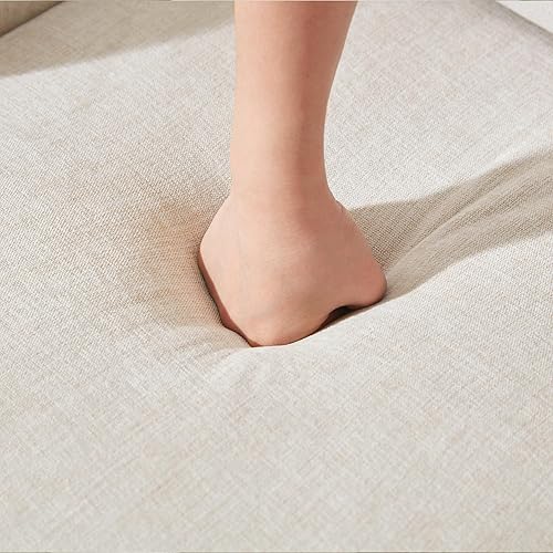 Miniatura 8 de VKNOW Upholstered Dining Chairs Set of 2, Modern Kitchen Chairs Dinner Chairs with 4 Casters, Linen Armchair for Bedroom Reading Room Living Room,