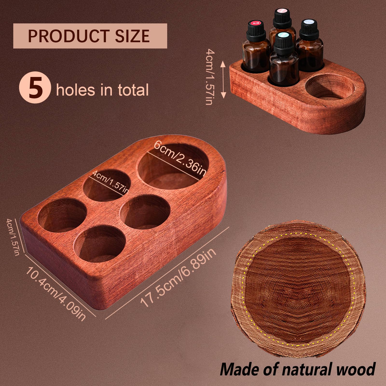 Ätherische Öle Halter aus Holz, Wisnewth 5-Fach Flaschenständer, Retro Tischorganizer für Badezimmer, Make-up Tisch (Dekoration & Aufbewahrung)