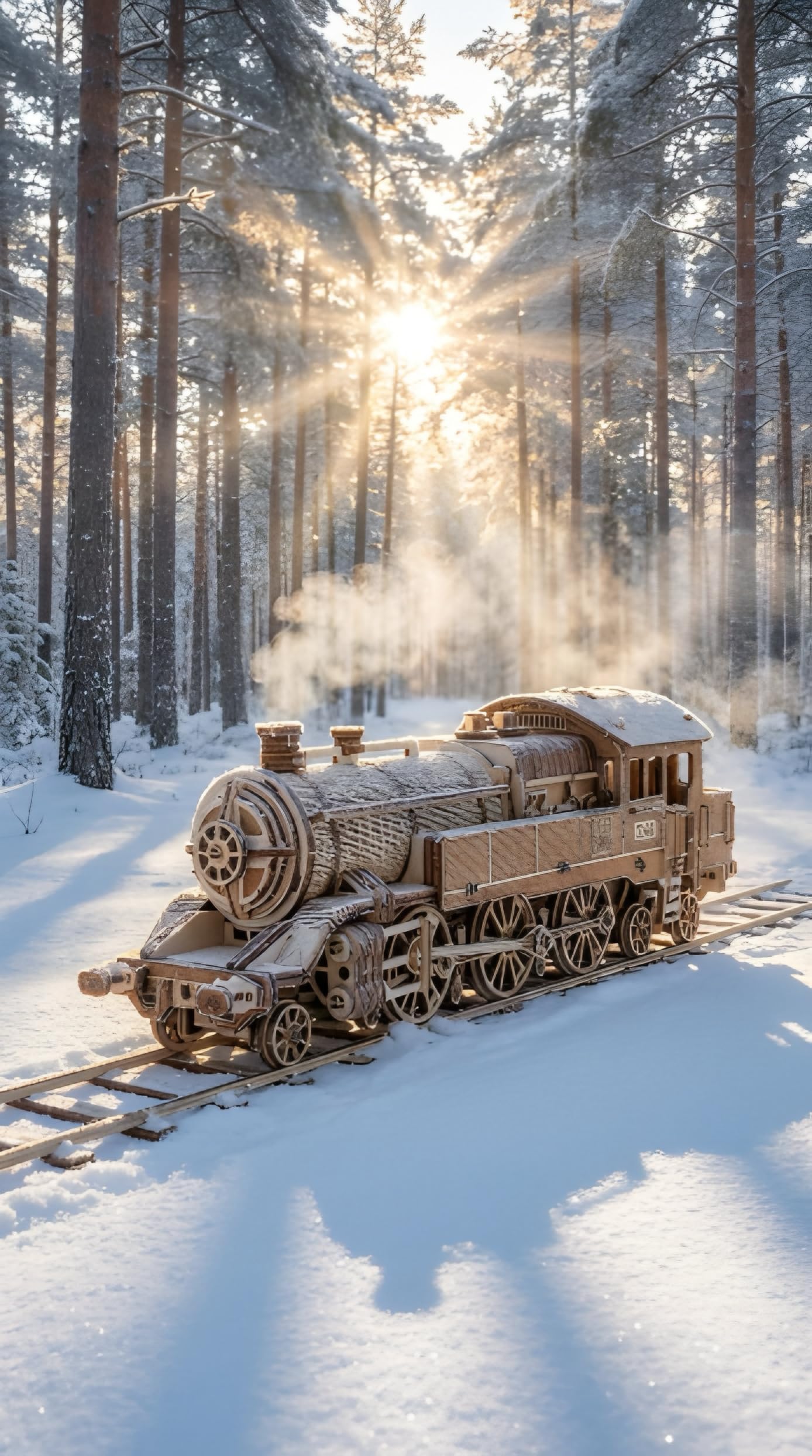 Wood Trick Grand Traveler 246 drewniany zestaw pociągów z koleją - przejażdżki do 6 m - zestaw modeli lokomotywy - drewniane puzzle 3D dla dorosłych do budowania - inżynieryjne modele DIY
