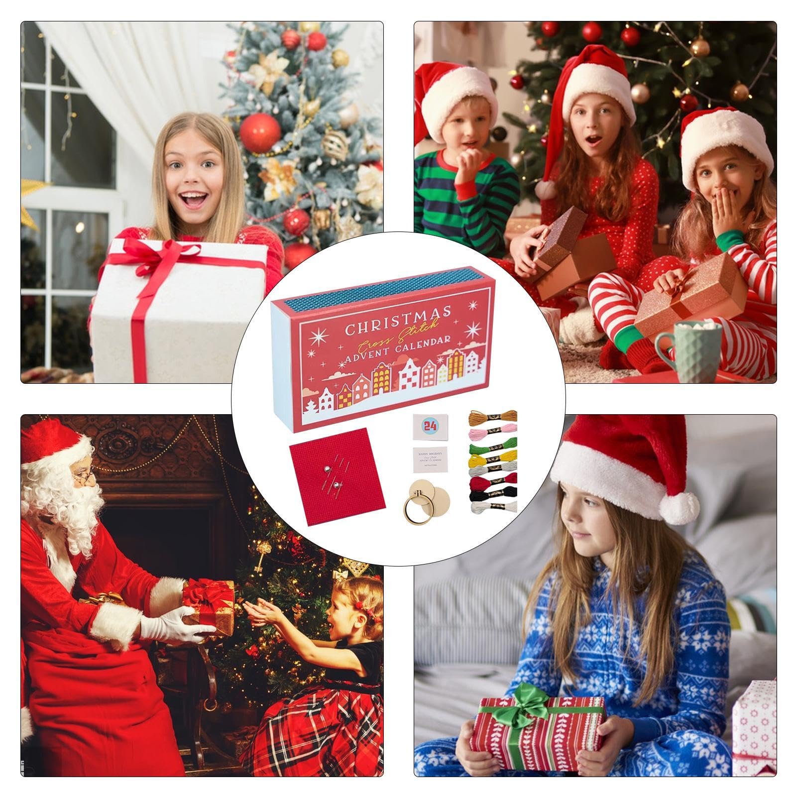 2024 Weihnachts-Kreuzstich-Magazin-Bundle – Inkl. Handgefärbtem Aida-Stoff 14 Ct | Muster Für Ornamente, Geschenkidee