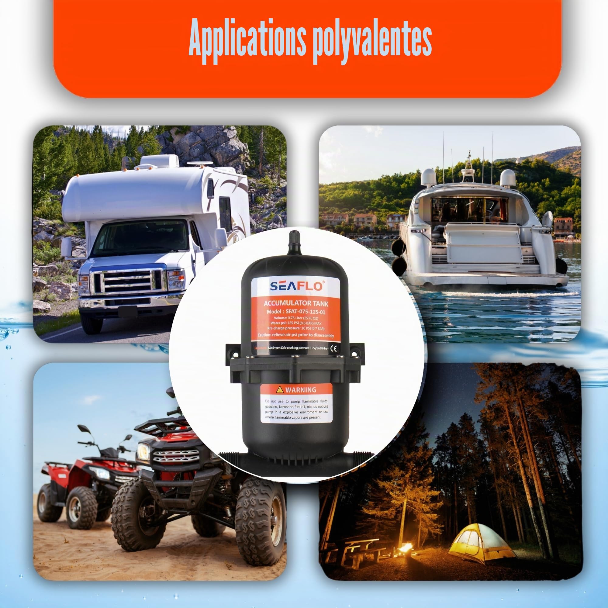 Seaflo Réservoir d'accumulateur pressurisé 0.75/1.0 litres
