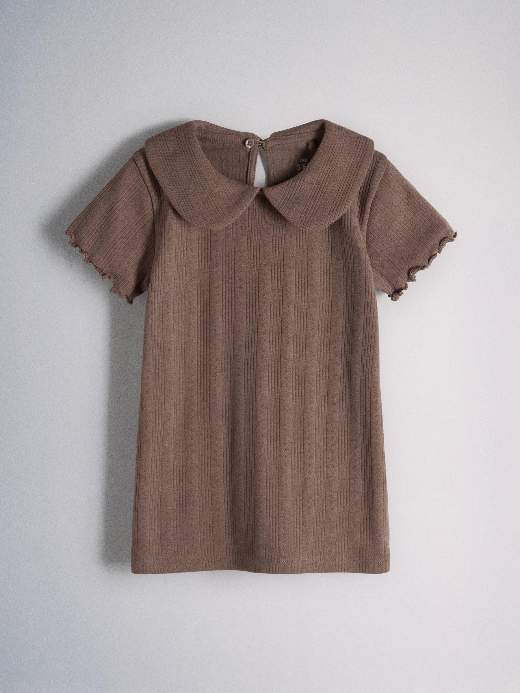THE SET Fille Haut en Pointelle de Jersey à Manches Courtes et col | lot de 4, Coupe standard