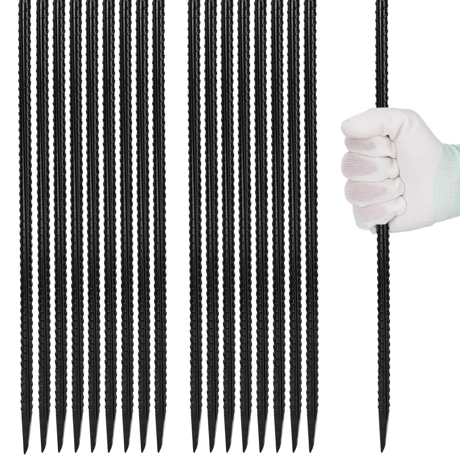 Homwin 16 inches Rebar Stakes 18-Pack Heavy Duty Ground Stakes