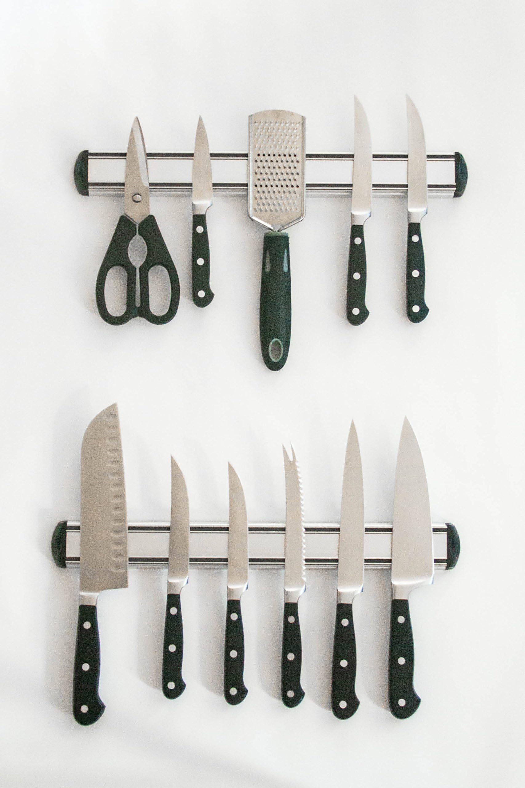Set of 2 Aluminum 15-inch Magnetic Kitchen Knife Storage Rack โ Never Rust Bar