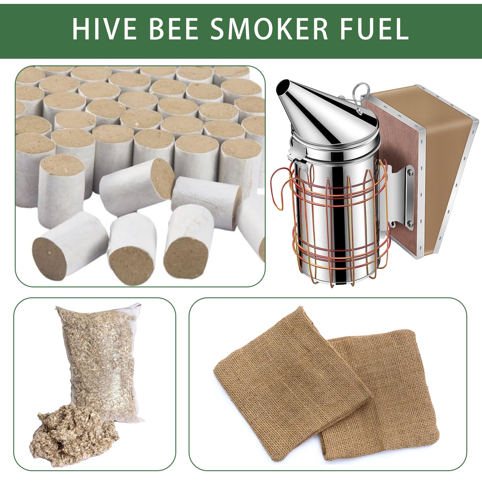 Nuogo Fumadores de colmena de abeja de acero inoxidable de 11.4 pulgadas, equipo de colmena con cámara de calor para producir humo, 2 unidades