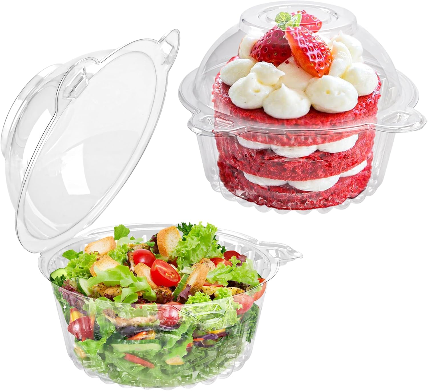 100 Pack Individual Cupcake Containers Plastic Cupcake Holders Deep Dome Cupcake Carrier