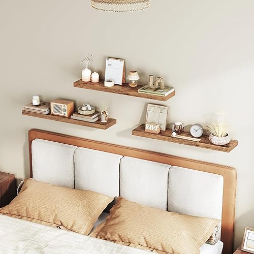 Miniatura 7 de Estantes flotantes para pared, juego de 3 estantes de pared de 1.5 pulgadas de grosor con soportes invisibles, estantes colgantes de 31.5 pulgadas
