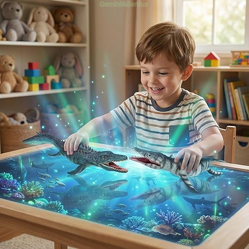 Miniatura 2 de Gemini&Genius Shark Toys - Juego de mosasaurio y cronosaurio de dinosaurios de animales marinos, juguetes de tiburón oceánico, perfecto para regalos