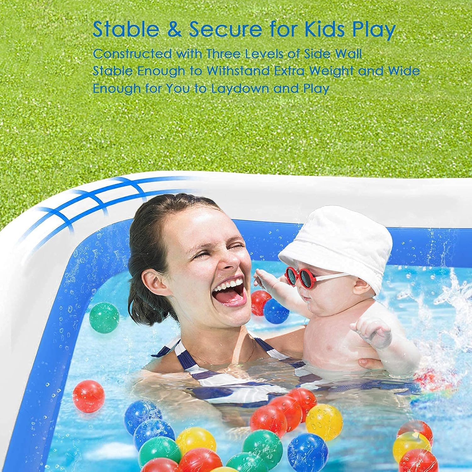 Inflatable Swimming Pool Family Inflatable Pool with Filter Pump,Thicken Blow Up Pool for Backyard Garden-A 210x140x65cm(83x55x26inch)