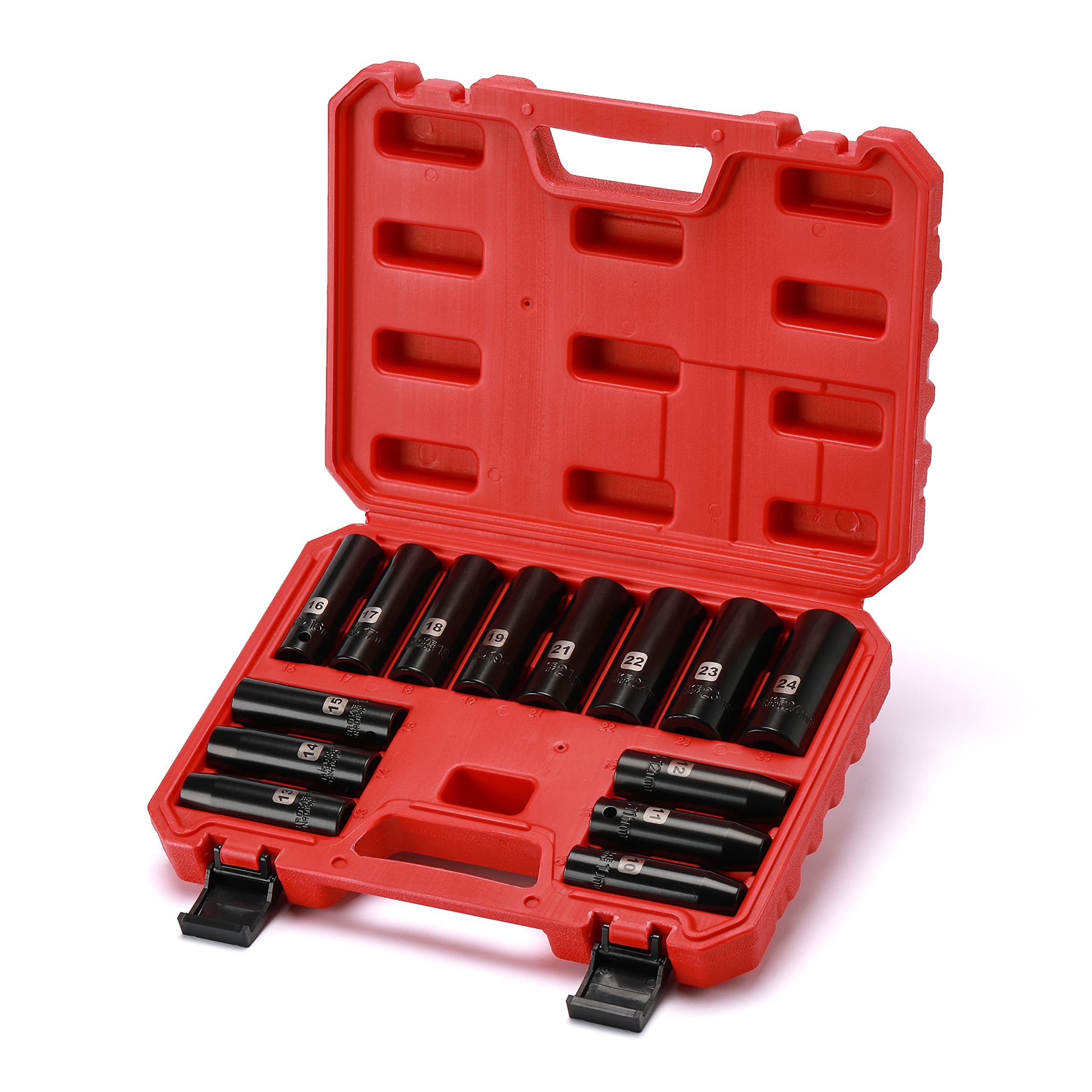 EMENTOL 1/2 Zoll Steckschlüssel-Set – 14-teilig, Metrisch 10-24 Mm – Aus Chrom-Vanadium-Stahl – Mit Aufbewahrungskoffer