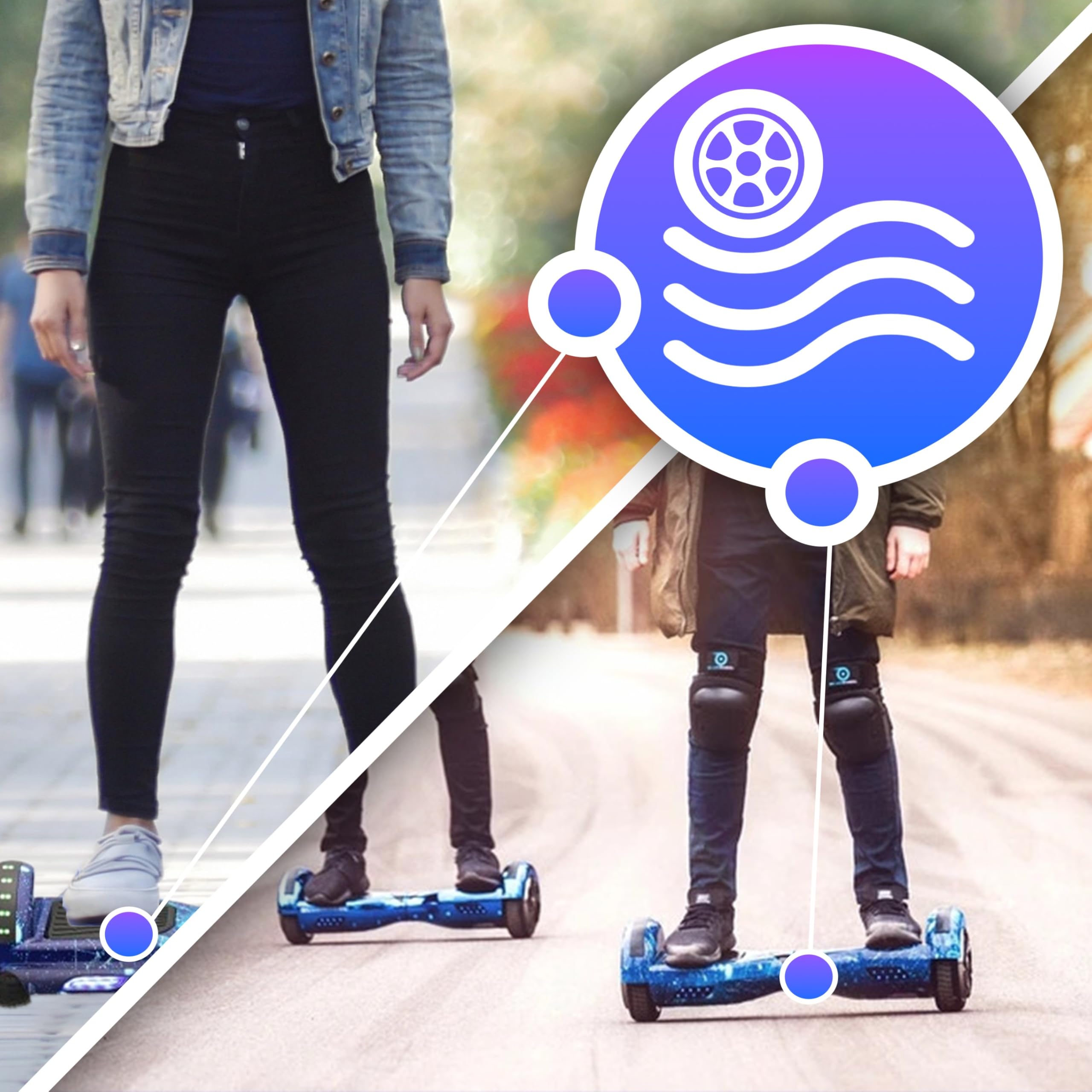 Retoo Hoverboard 10 Zoll mit Bluetooth & LED – Self Balance Elektro Scooter mit 2×250W Motor, Lautsprecher & Hoverkart kompatibel, inkl. Schutzset für Kinder & Erwachsene