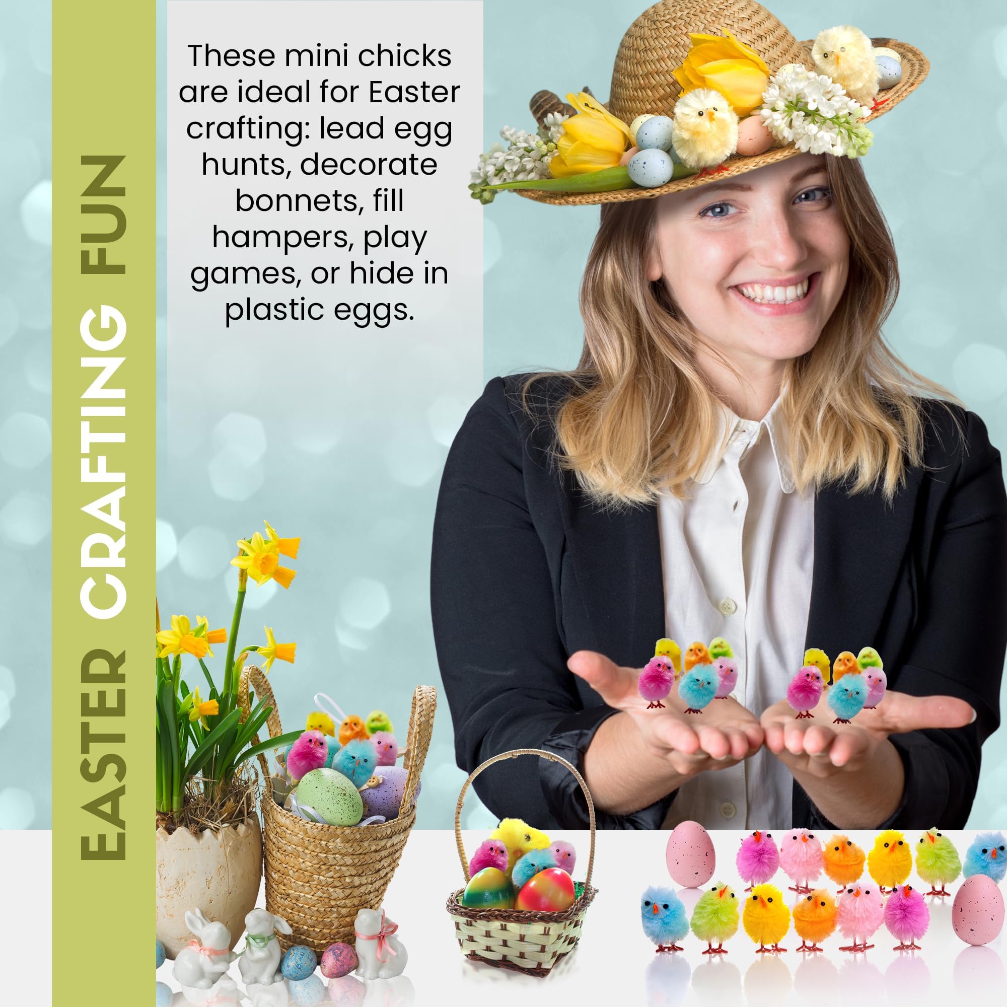 36pc Easter Chicks for Craft - Coloured Small Fluffy Easter Chick Decorations 6 Colours Included - Colourful Little Baby Chic — view 6