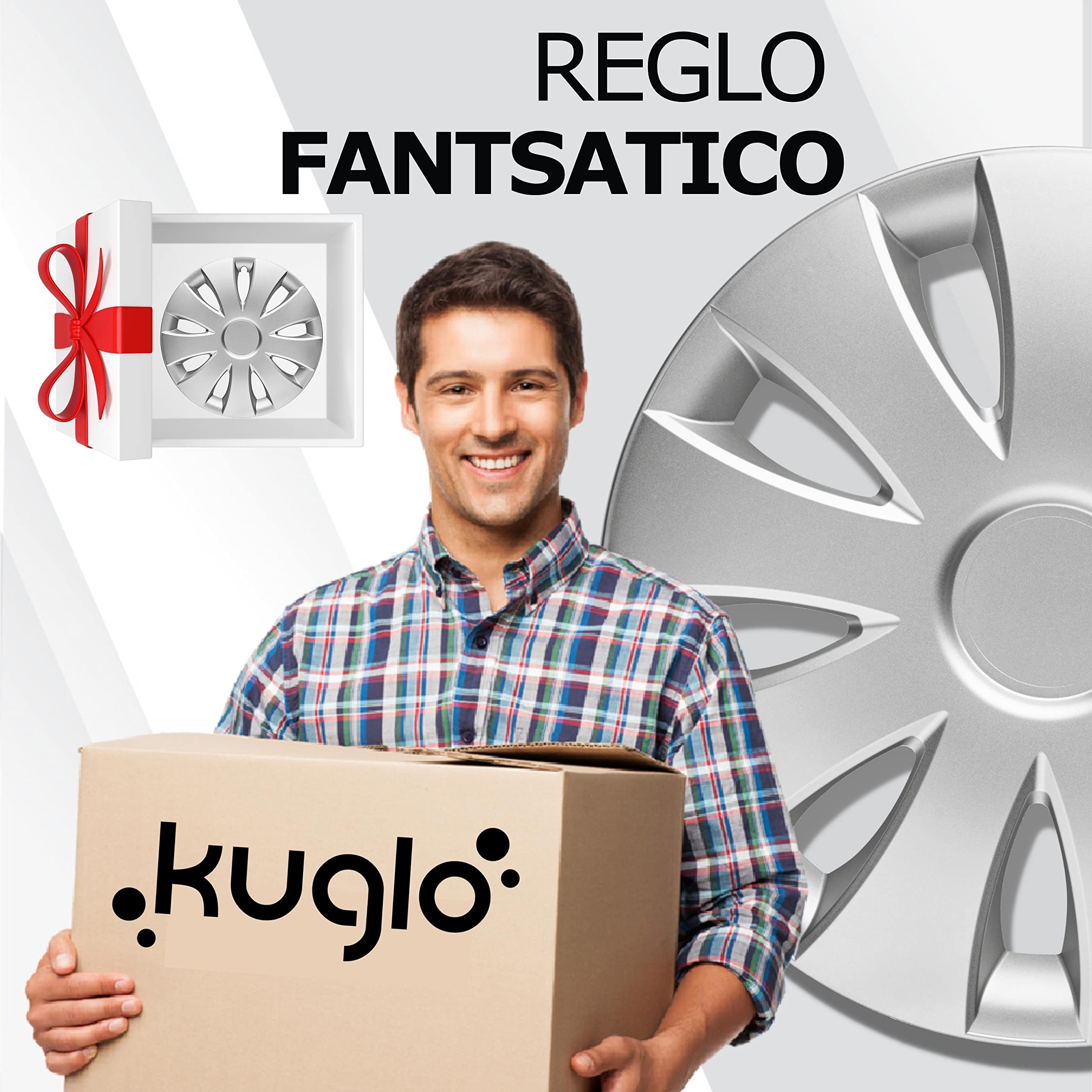 Copricerchi argento da 14 pollici, set da 4 copricerchi Aura, per la maggior parte delle marche di auto e cerchioni in acciaio, tappi decorativi in nero o argento