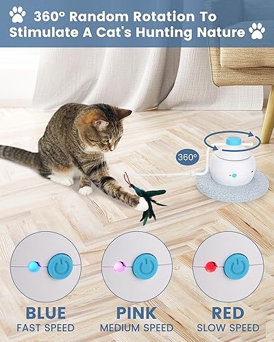 Miniatura 3 de HAPPY HACHI Juguetes interactivos para gatos, 3 en 1, juguetes electrónicos de plumas para gatos, recargable por USB, juguete móvil automático,