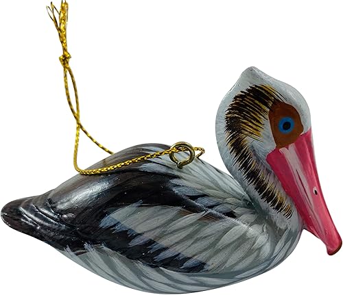 Pelican Ornamento realista pájaro árbol de Navidad pintado a mano decoración