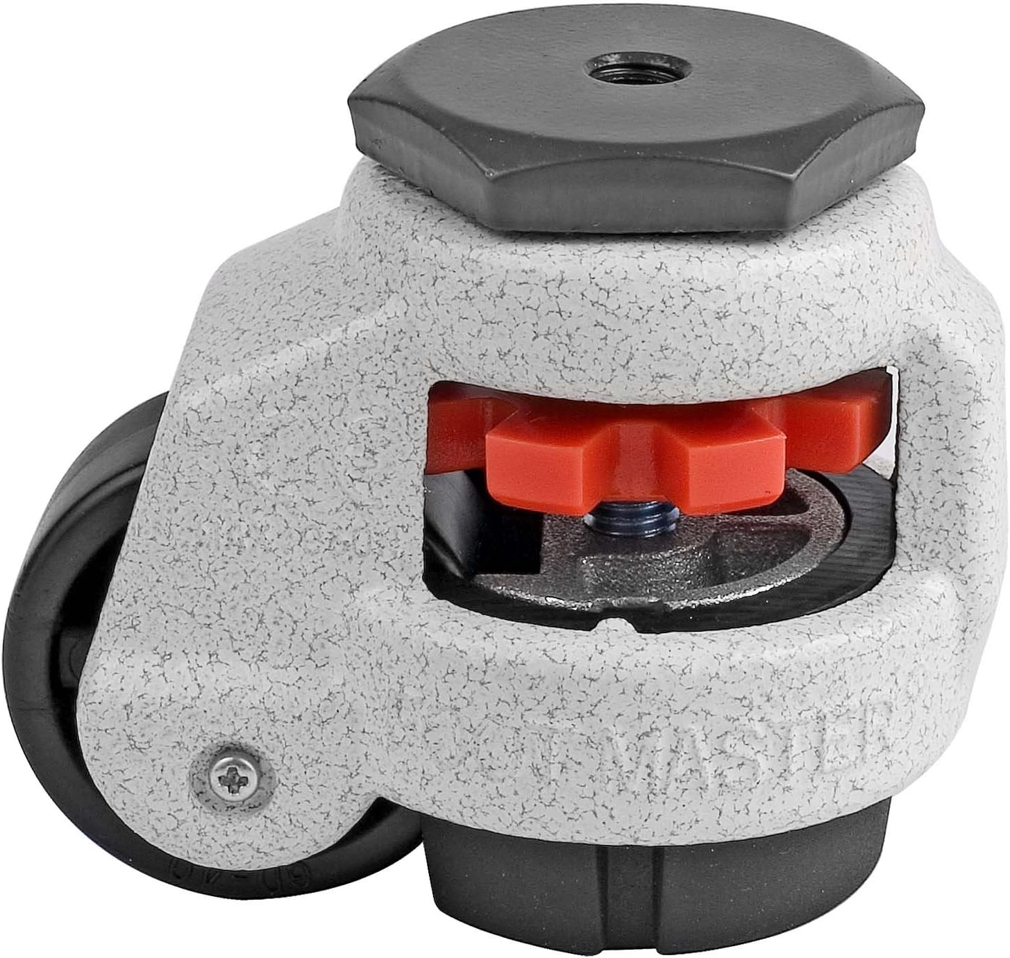 FOOTMASTER GD-40S-3/8 Nylon Wheel and NBR Pad Leveling Caster, 110 lbs, Stem Mounted with 0.375" Mounting Hole Diameter, Ivory Finish