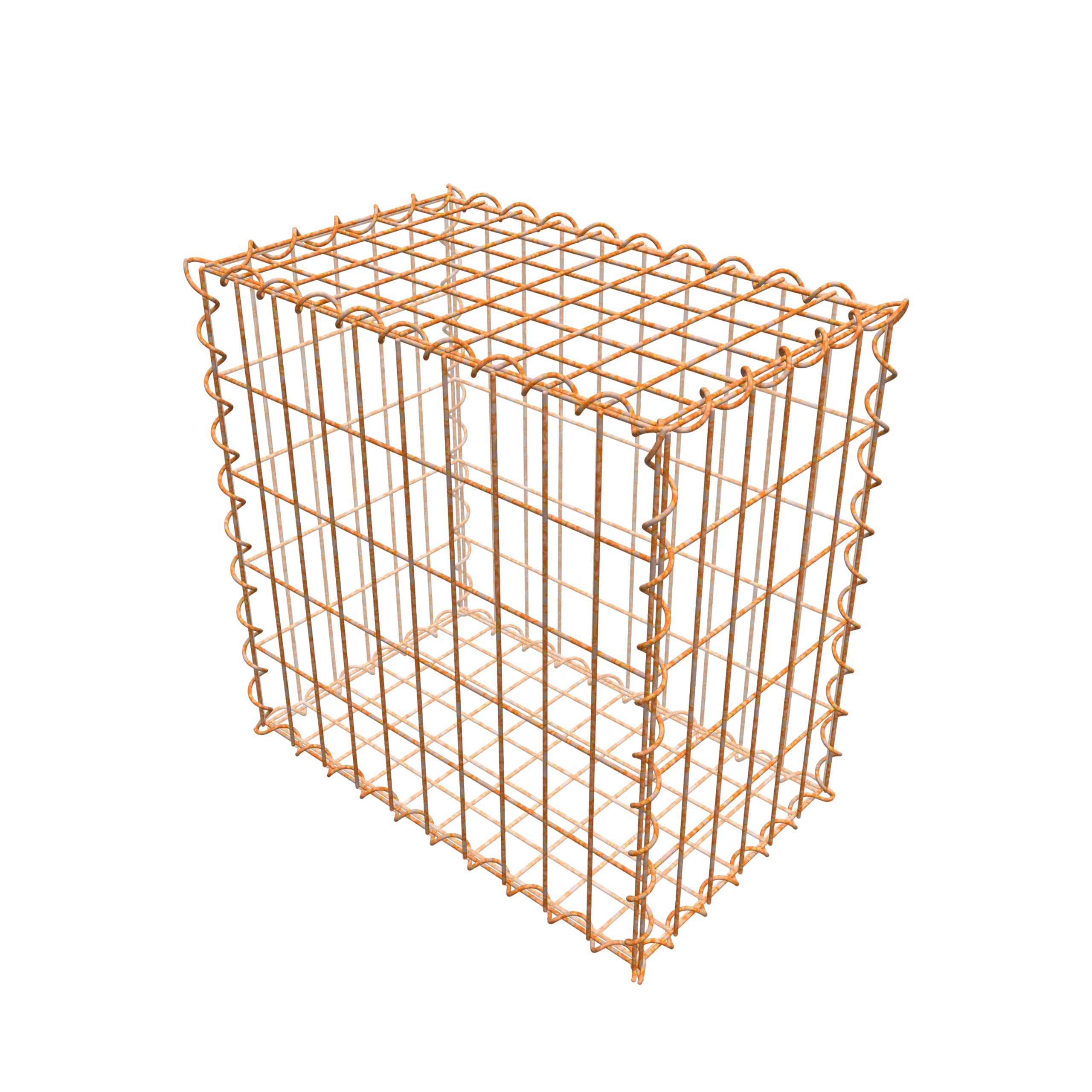 Rostige Gabione 50 cm x 50 cm x 30 cm (L x H x T), Maschenweite 5 cm x 10 cm, Spirale