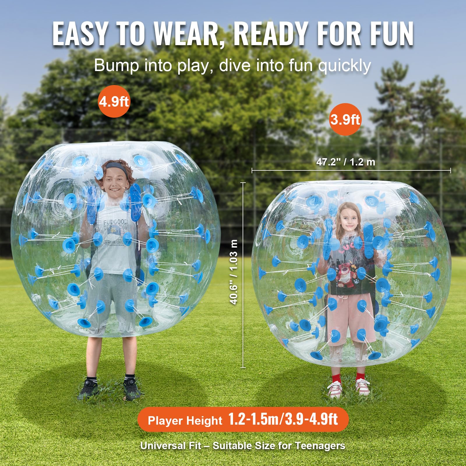 VEVOR Aufblasbarer Bump Ball Bumper Stoßball für Outdoor-Aktivitäten 1 STK. 1,2 m x 1,03 m, Blaue Punkte