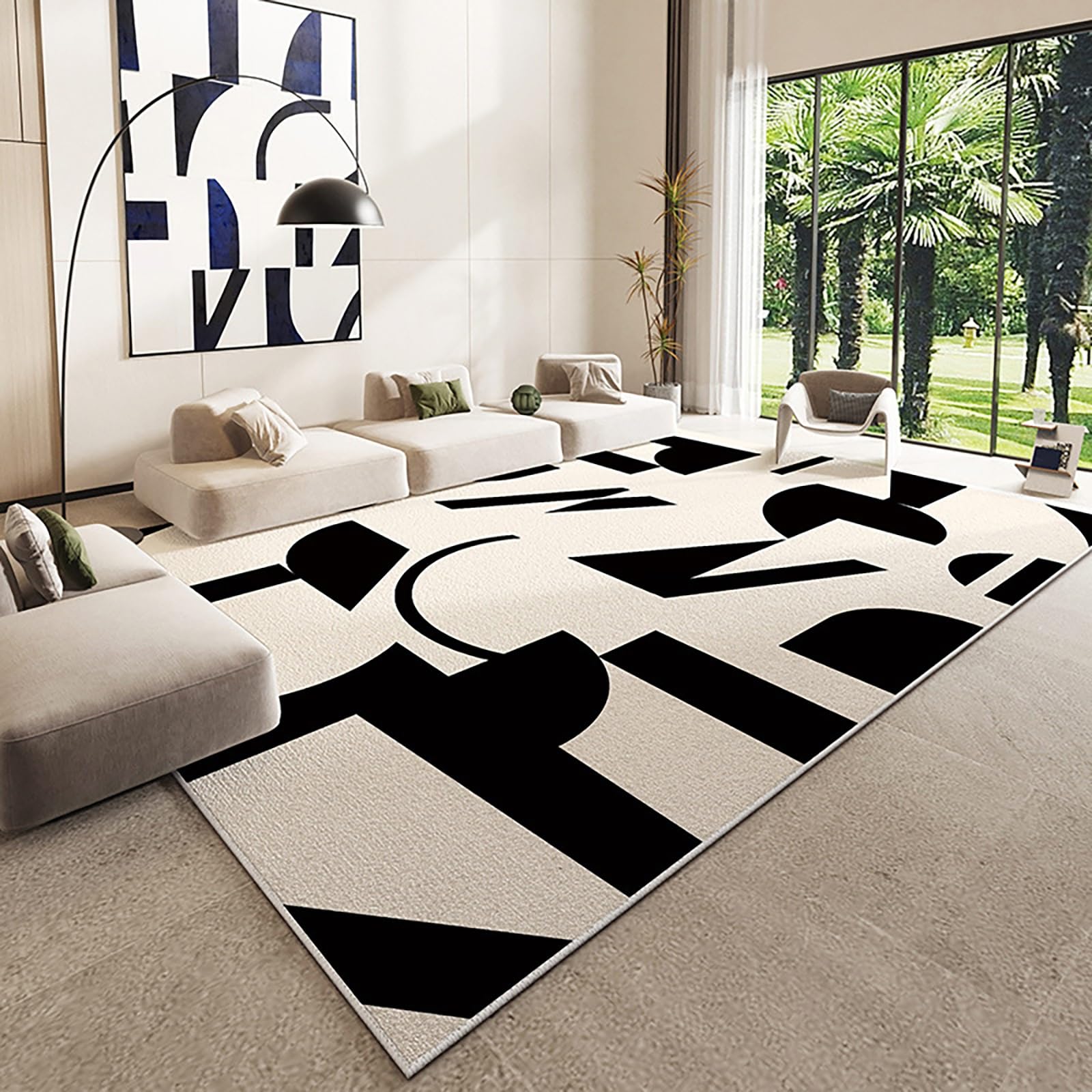 Tapis de salon moderne à blocs 60x90cm lavable et antidérapant DAGIN