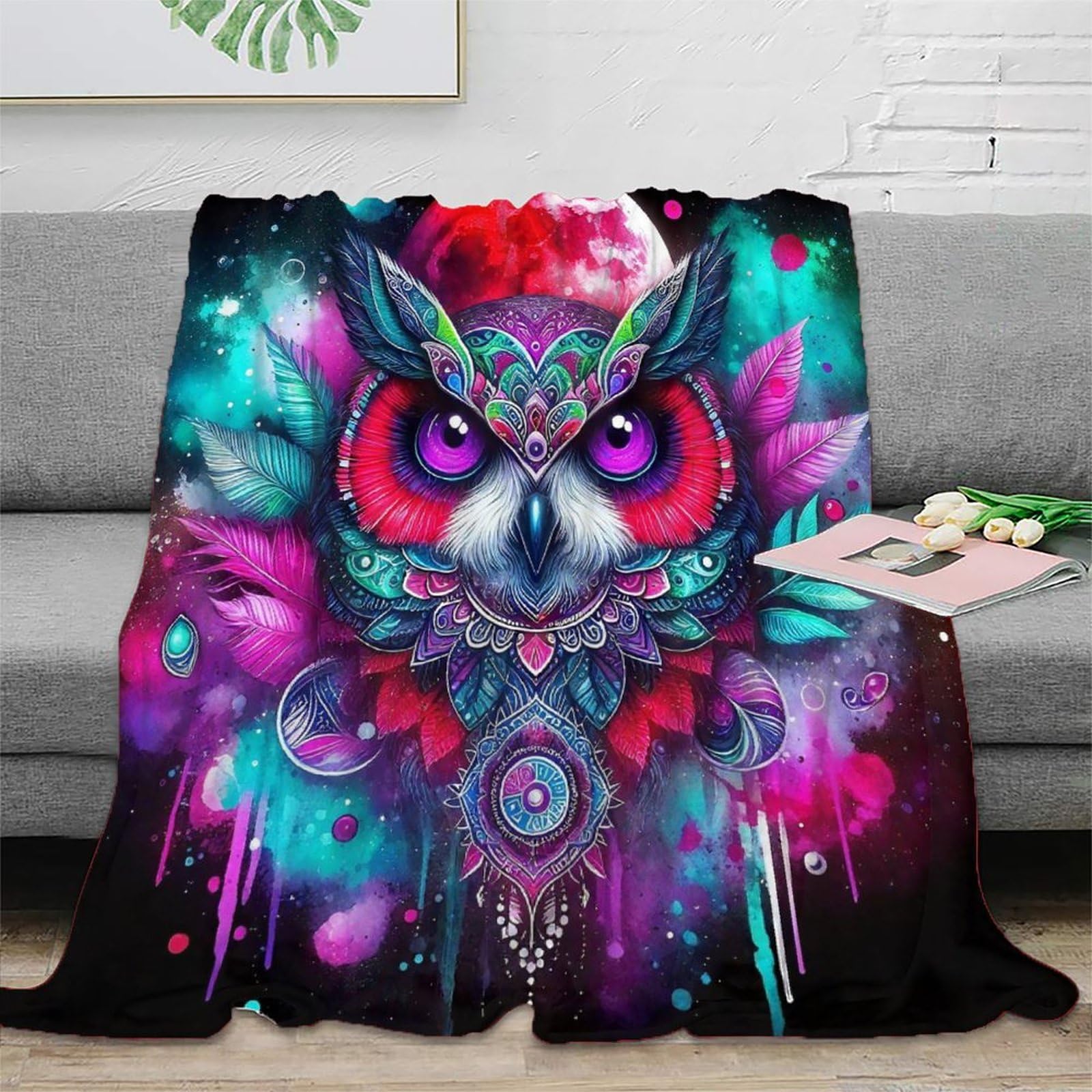 Imprimée 3D Hiouf couverture douillette peluche pour lit et canapé