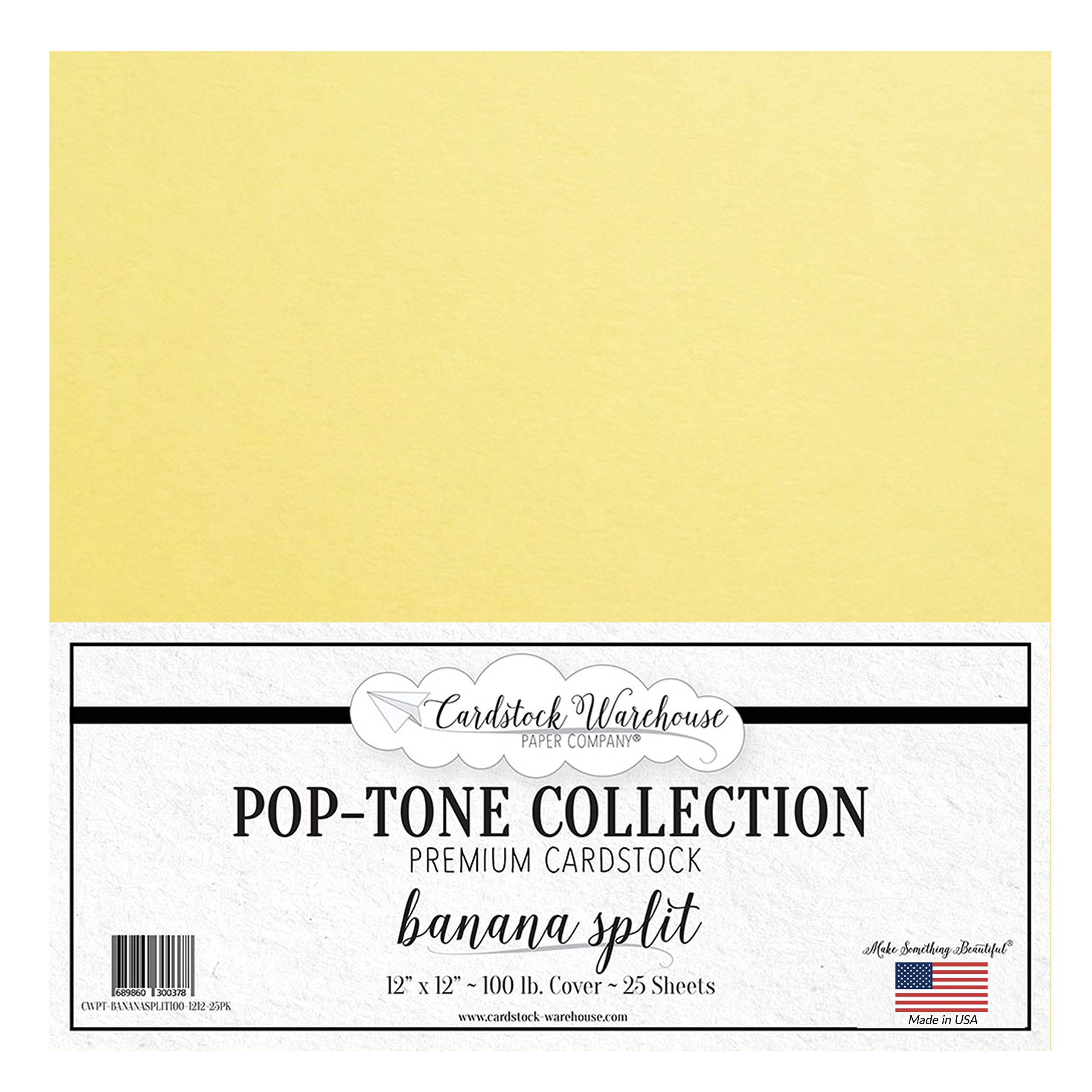BANANA SPLIT YELLOW Cardstock Paper - 12 x 12 inch 100 lb. Heavyweight Cover - 25 Sheets from Cardstock Warehouse