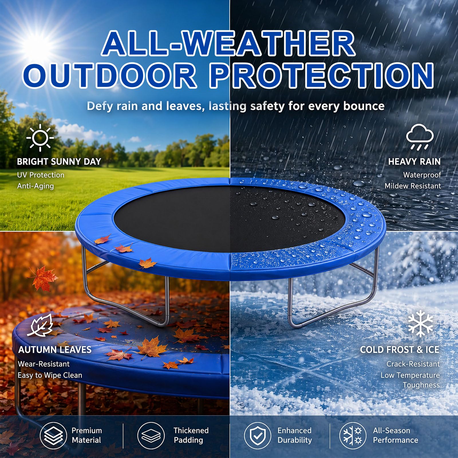MeYuxg Copertura per bordo del trampolino elastico, resistente agli strappi, extra spessa, impermeabile, resistente ai raggi UV, protezione per molle
