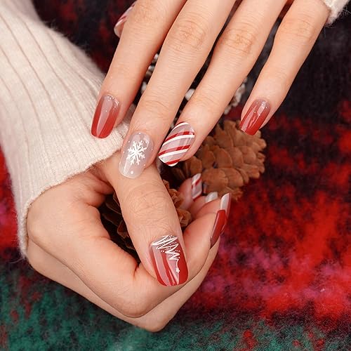 DANNI & TONI Semi Cured Gel Nail Strips Christmas Snowflakes