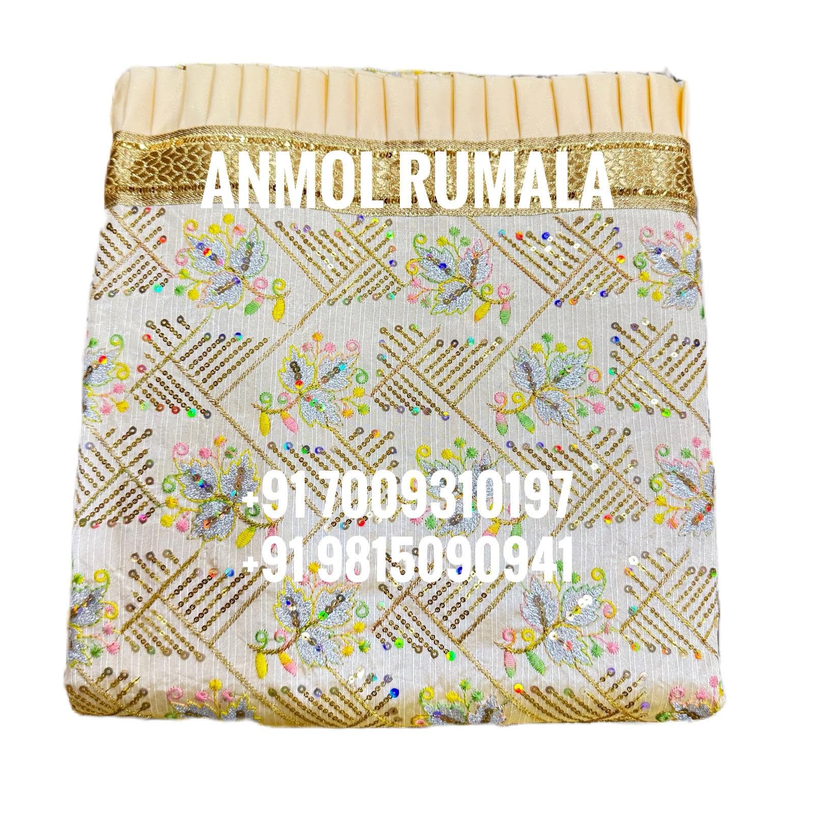 Rumala Sahib Double Set With Frill and Cotton Lining (Beige with Heavy Embroidery and fancy golden Gota)-picture-47