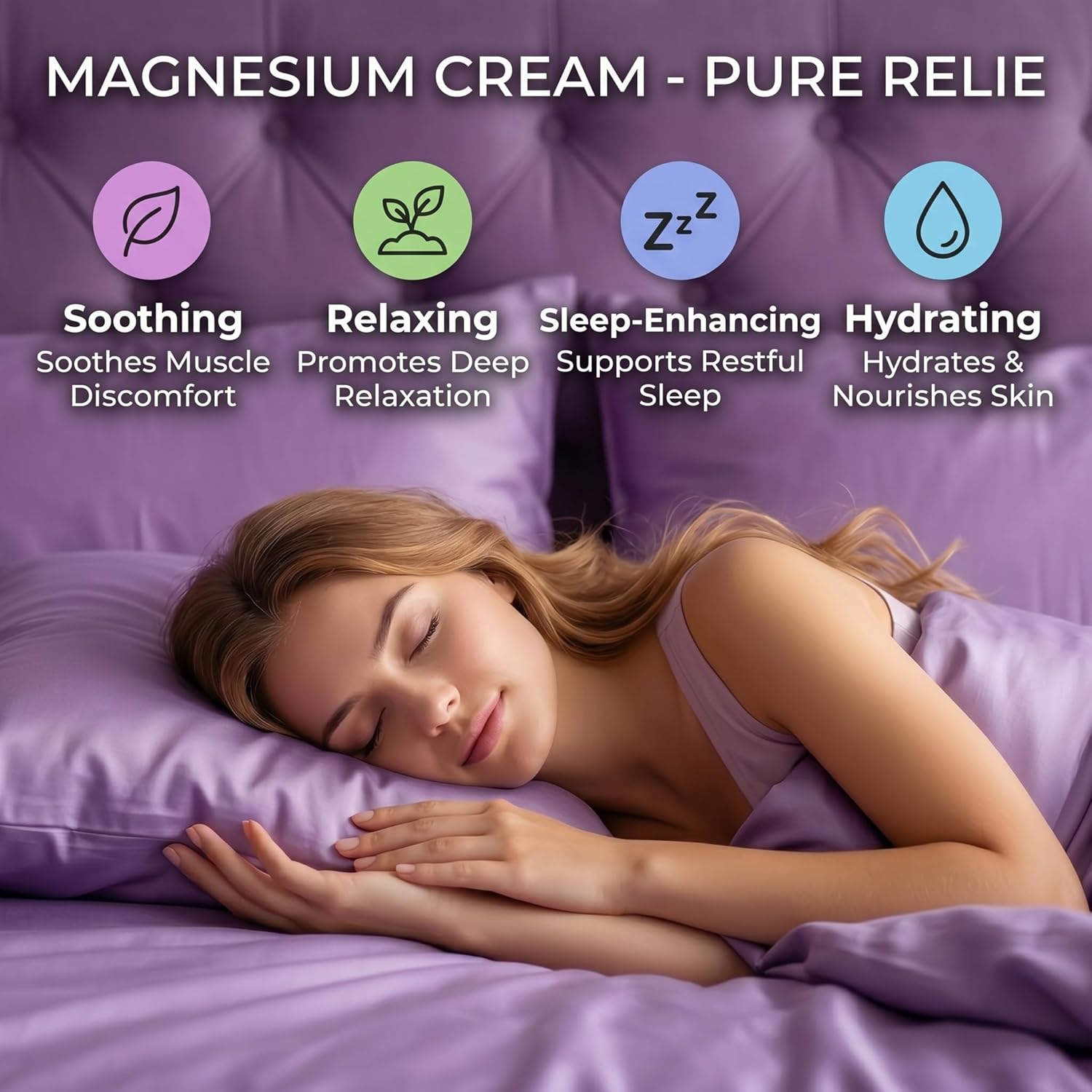 Peunitory Magnesium Moisturizing Cream for Sleep – 4.23 oz Total Relief Magnesium Cream with Lavender & Jojoba Oil for Muscle Relief, Back Pain,Knee Pain,Fast-Absorbing Formula,Skin Friendly