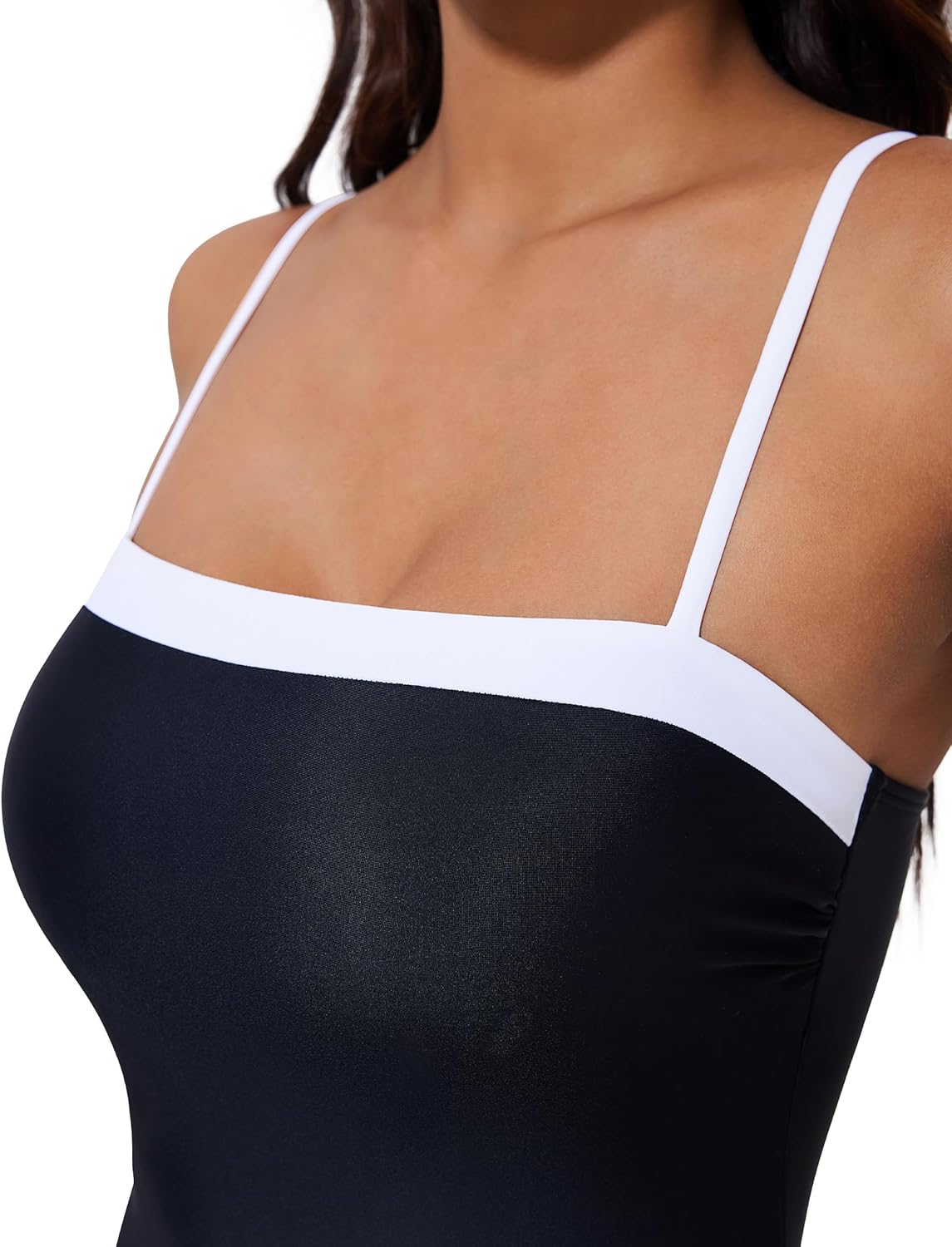 SUUKSESS Women One Piece Tummy Control Swimsuit Sexy Color Block Bathing Suit