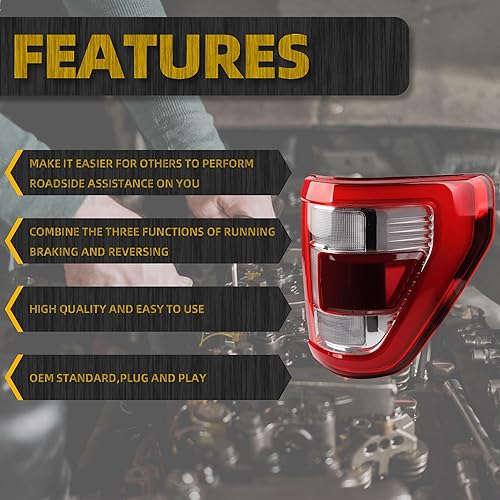 Miniatura 3 de Dasbecan Luz trasera lateral derecha del pasajero compatible con Ford F150 King Ranch 2021 2022 2023  Lariat  Limited  Platino con ubicación de