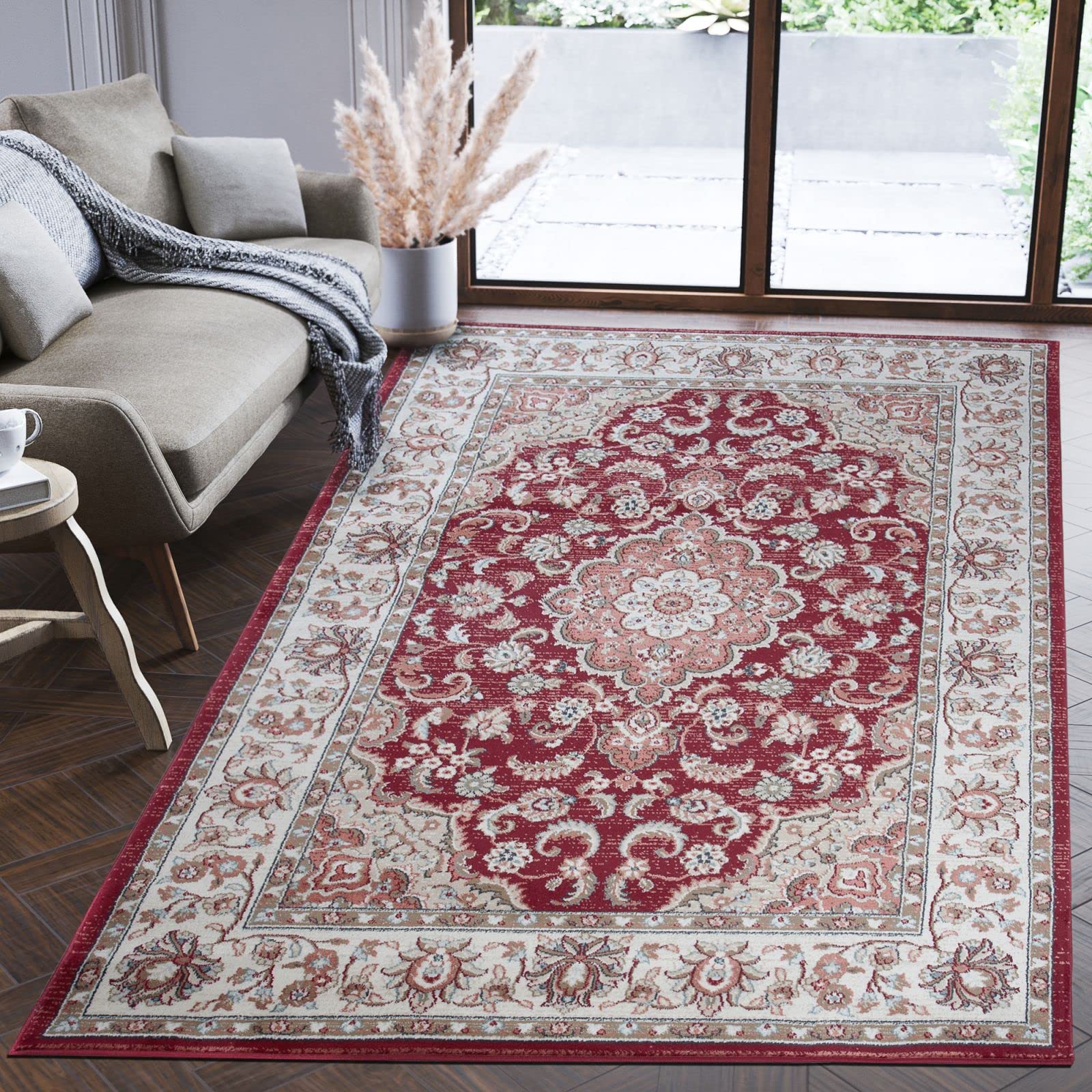 Mazovia Alfombra Pasillo 60x100cm Rojo Clásico Tradicional Suave Pelo Corto