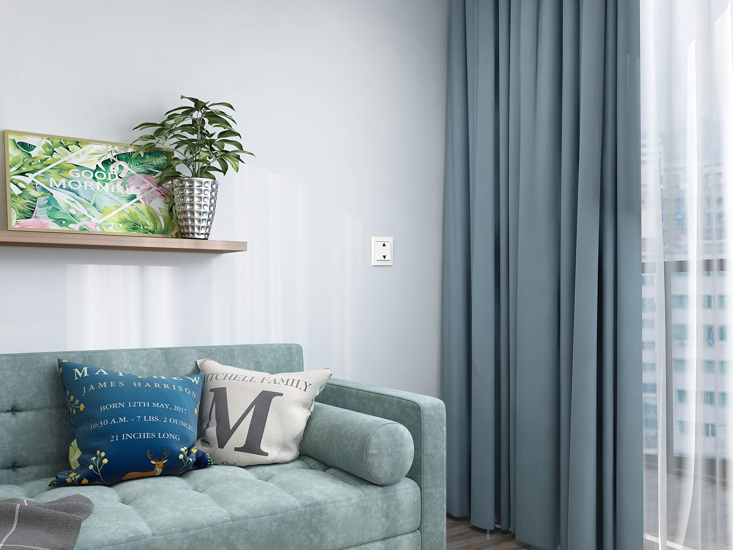 REV 0088167090 Link2Home - Interruttore Wi-Fi per tapparelle + telaio, controllo app e vocale, colore: Bianco