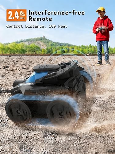 Miniatura 3 de Coche de acrobacias con control remoto de 360 vertical y lateral giratorio, camión todo terreno 4WD con dos baterías recargables, regalo de