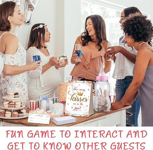 Miniatura 5 de Fuutreo Cartel de juego Guess How Many Baby Shower con 50 tarjetas, decoración de biberones grandes de 2.76 x 2.76 x 8.27 pulgadas, botellas