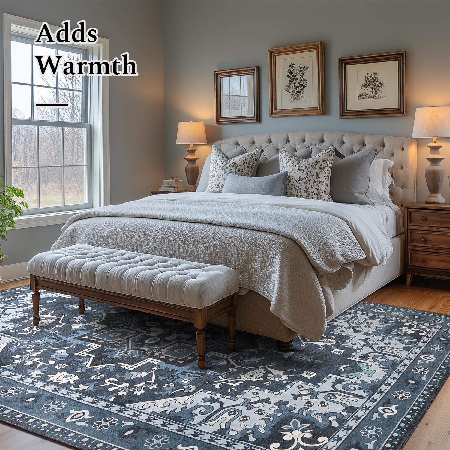 Rugflix 5x7 Area Rugs for Living Room, Washable Dark Navy Blue Large Rug image 5