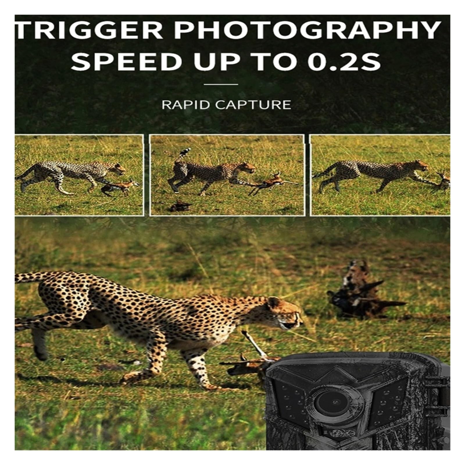 Cámara Vida Silvestre Videocámara De Cámara Caza Animales con Sensor Visión Nocturna Infrarroja For Exteriores HD Monitoreo Confiable Preciso