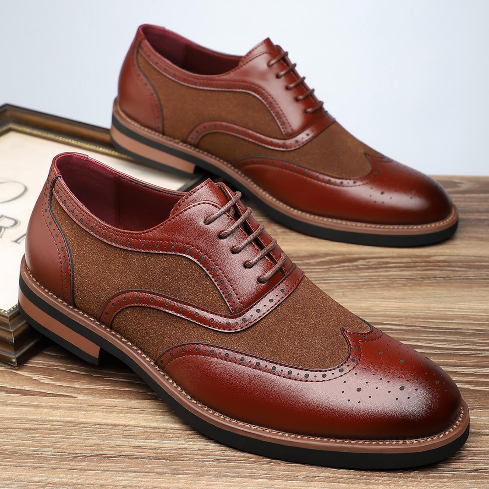 Hixingo Scarpe Stringate Uomo in Pelle | Scarpe Eleganti da Abito comoda Design classico ideale per ufficio, lavoro, matrimoni, cerimonie ed eventi formali