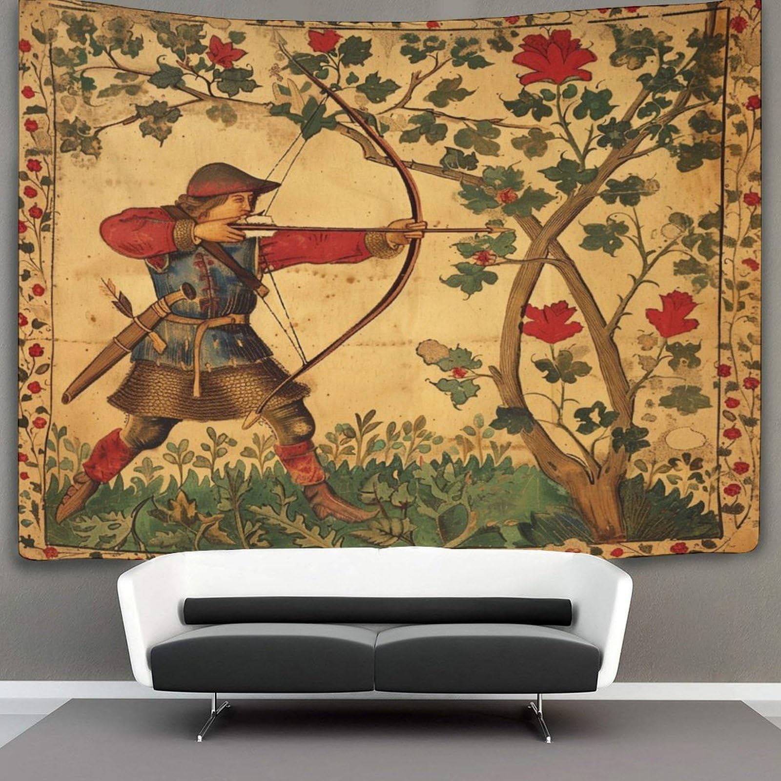 Kaiyun Style-11 Robin Hood, Archery Tapestry Bedroom Aesthetic - Indie Wall Room Decor Plants And Flowers Wall Hanging,Wall Art 70Cmx100cm